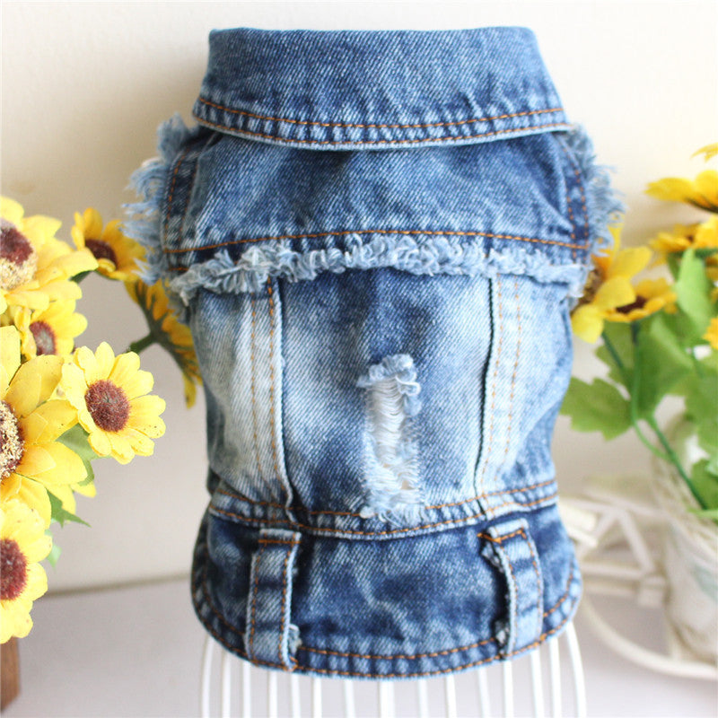 Ripped Fringe Denim Pet Clothes