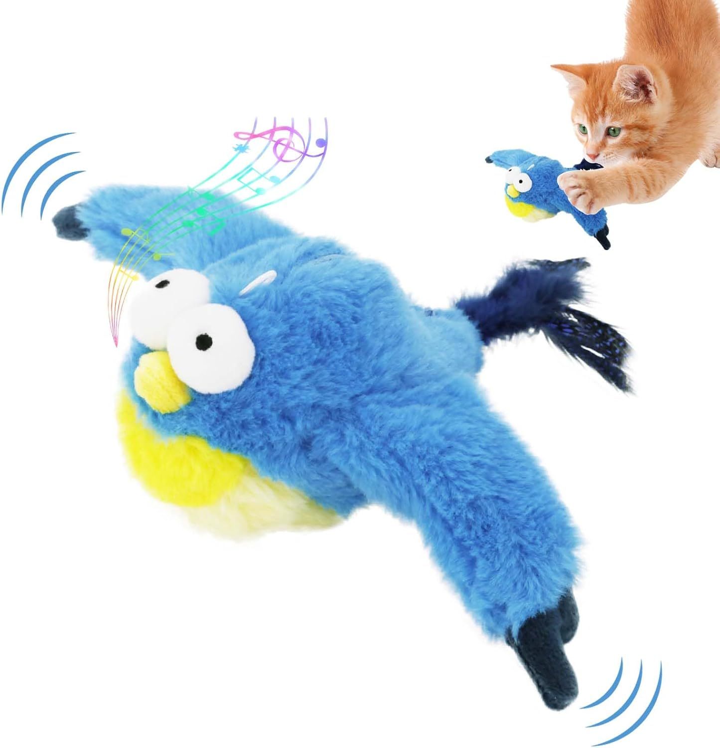 Interactive Chirping Bird Cat Toy, 2025 New Flying Interactive Flapping Chirping Bird Cat Toy, Flapping Bird Cat Toy For Indoor Bored Cats, Flapping Bird Cat Toy