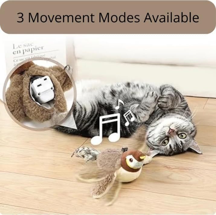 Interactive Chirping Bird Cat Toy, 2025 New Flying Interactive Flapping Chirping Bird Cat Toy, Flapping Bird Cat Toy For Indoor Bored Cats, Flapping Bird Cat Toy