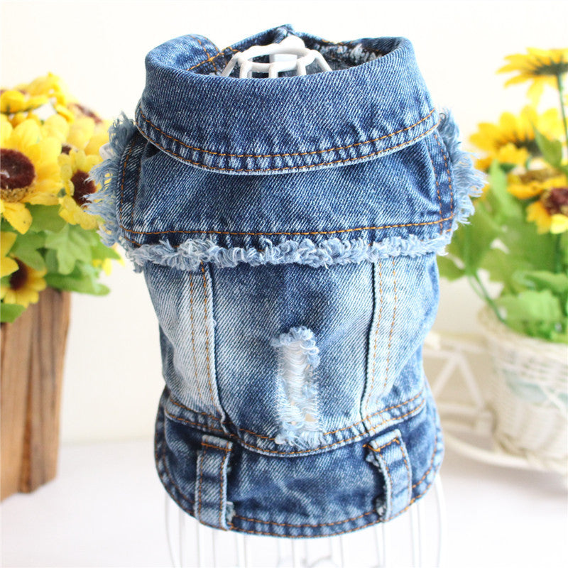 Ripped Fringe Denim Pet Clothes