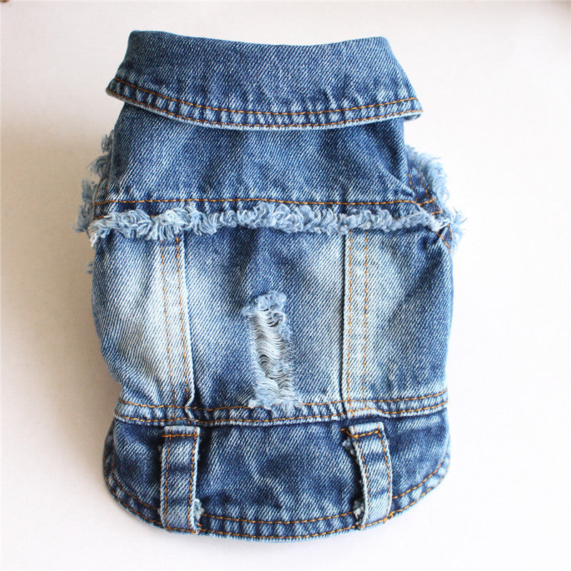 Ripped Fringe Denim Pet Clothes