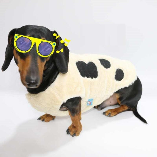 Cute Cow Vest Dog Cat Pet Clothes Autumn And Winter Fleece-lined