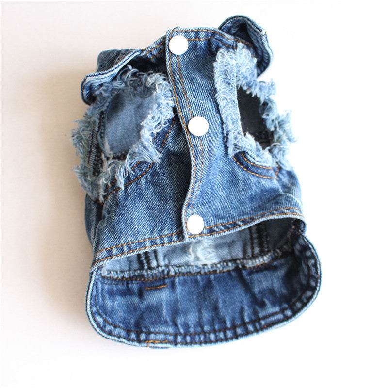 Ripped Fringe Denim Pet Clothes