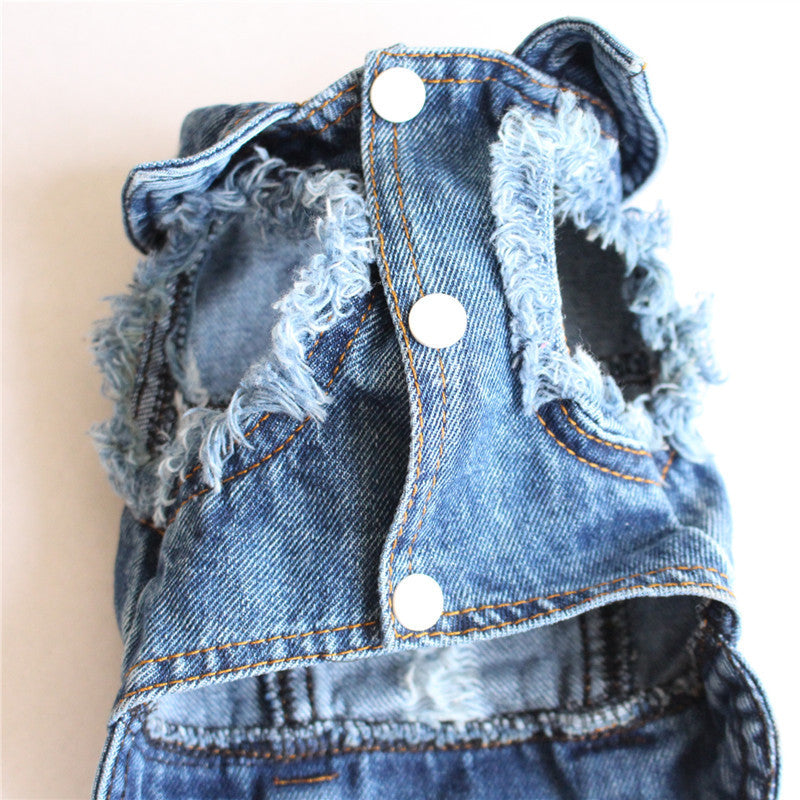 Ripped Fringe Denim Pet Clothes