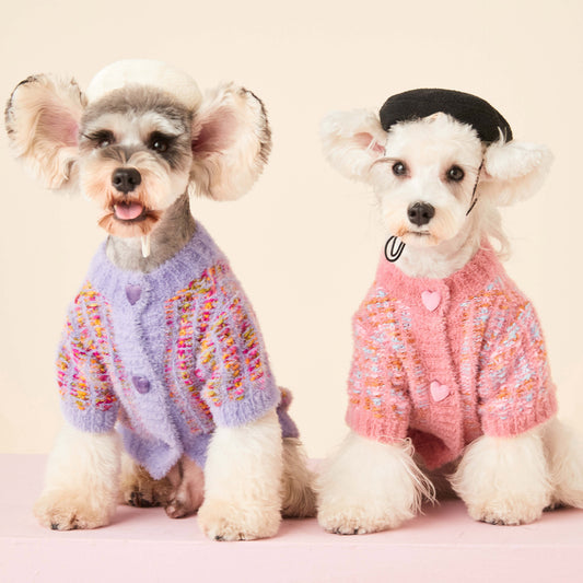 Autumn And Winter Female Dog Colorized Sweater Pet Cardigan