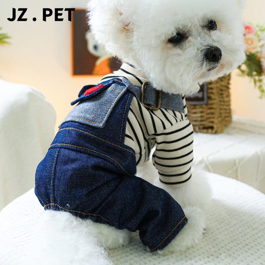 Pet Clothes Small And Medium-sized Dogs Retro Denim Suspender Pants