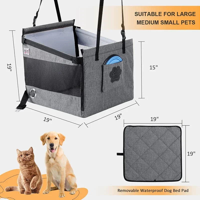 Portable Car Pet Seat Carrier – Stable Travel Basket for Dogs, Waterproof Mesh Protector