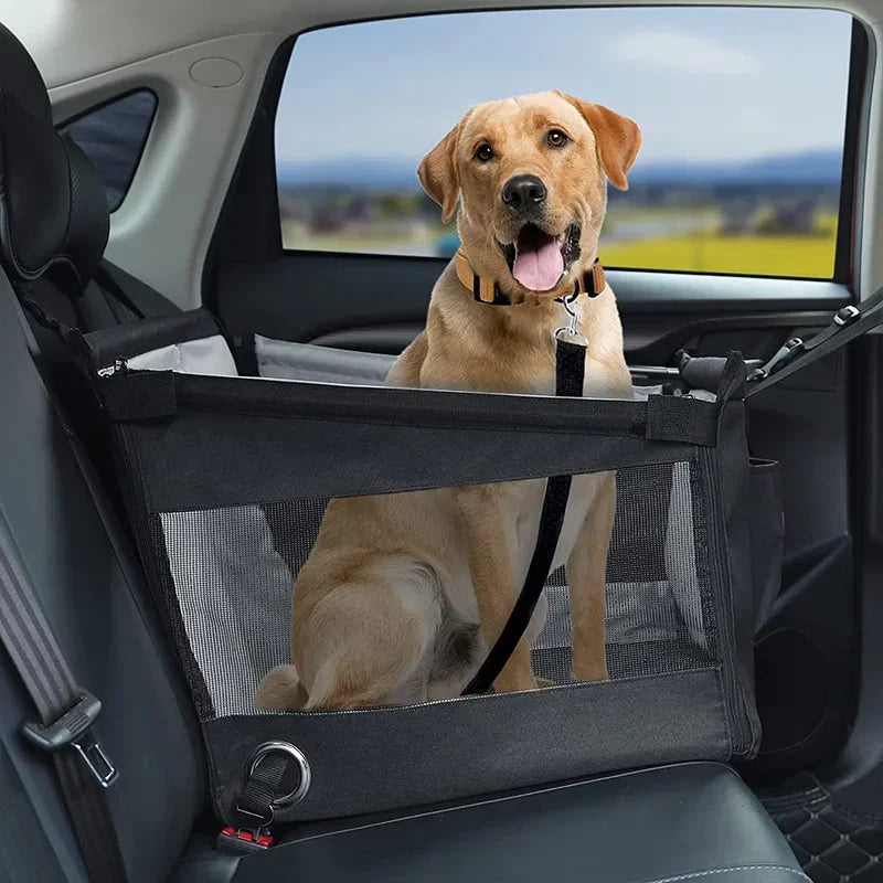 Portable Car Pet Seat Carrier – Stable Travel Basket for Dogs, Waterproof Mesh Protector