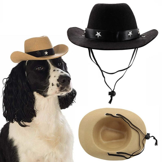 British Pet Dog Hat – Star Cowboy Top Hat, Adjustable Headwear for Dogs and Cats