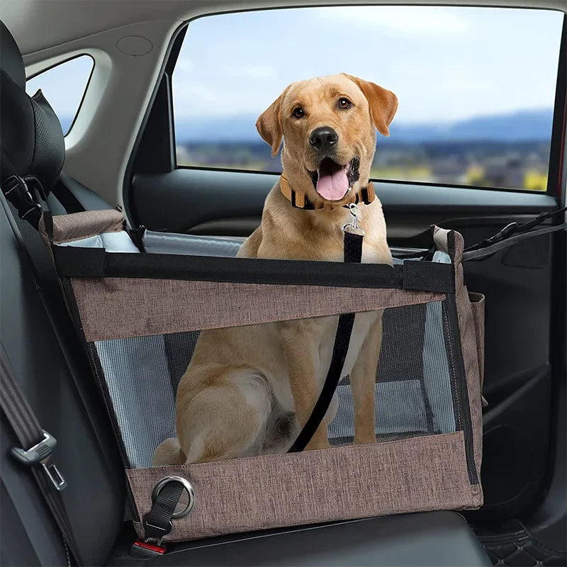 Portable Car Pet Seat Carrier – Stable Travel Basket for Dogs, Waterproof Mesh Protector