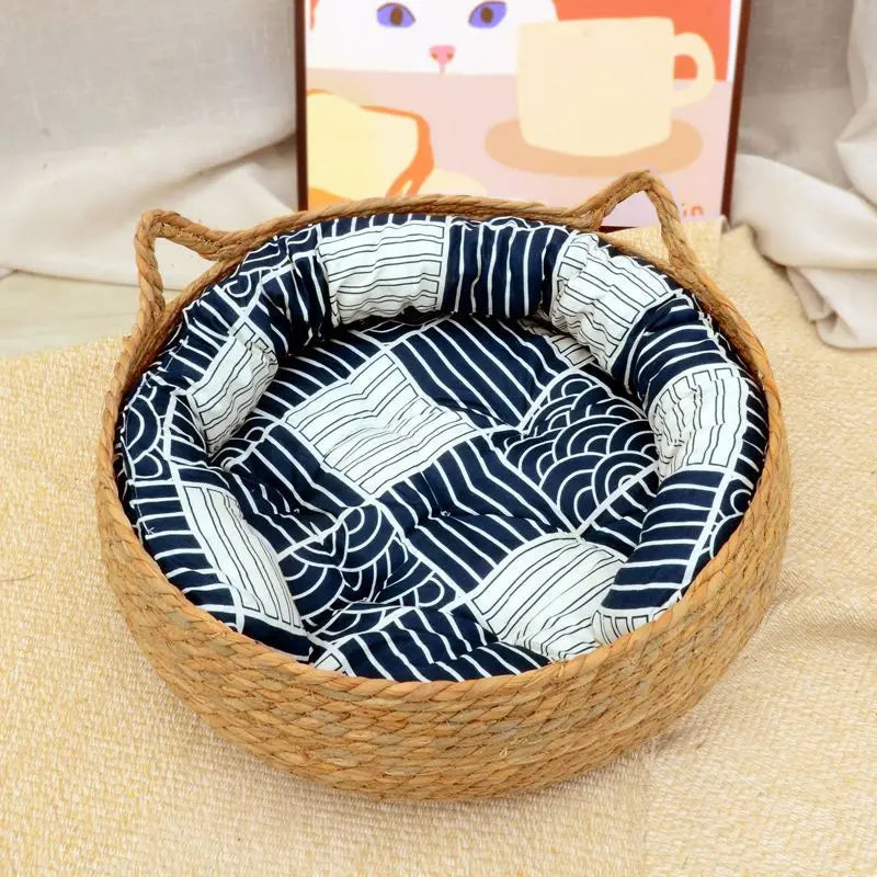 Eco-friendly Rattan Weaving Cat Bed – Handcrafted Cozy Pet Retreat