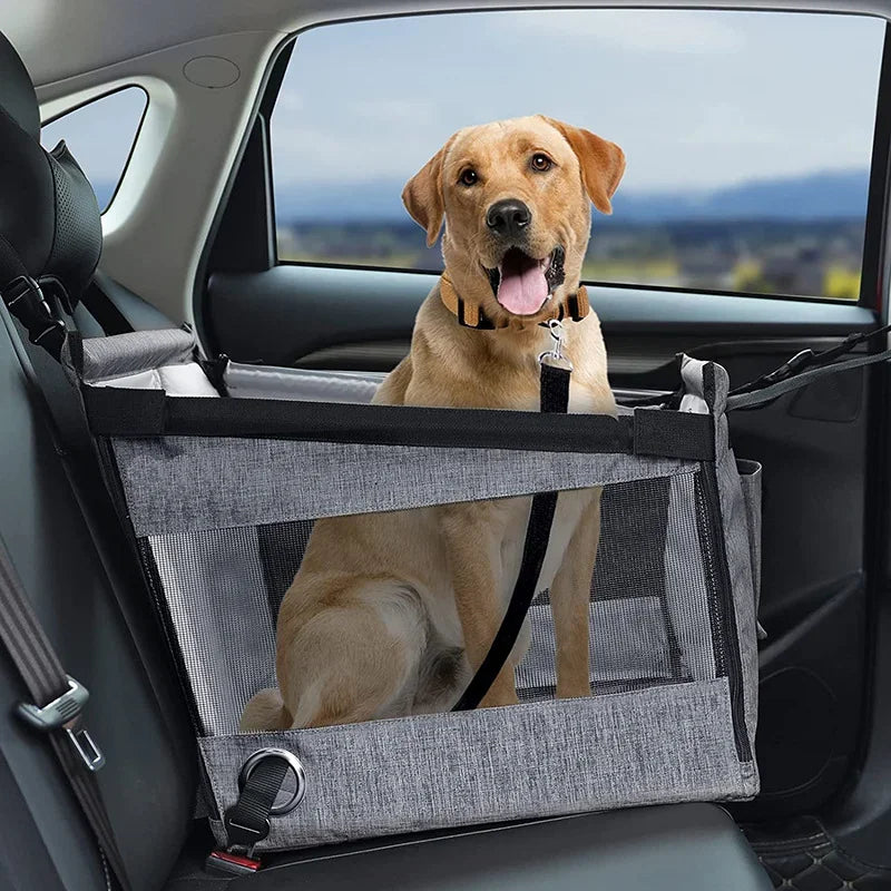 Portable Car Pet Seat Carrier – Stable Travel Basket for Dogs, Waterproof Mesh Protector