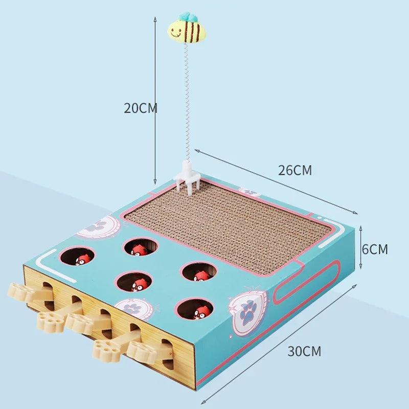 3-in-1 Cat Interactive Toy – Groundhog Hunt Mouse Toy with Scratcher Pad