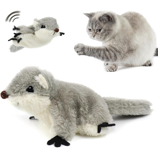 PROKEl Pet Toys, Cat Catnip Toys FlappingSquirrel, Rechargeable Touch Activated KittenToys, Lifelike Interactive Cats Toy Indoor, CatKicker Plush Toys For All Breeds Universalinteractive Toy Cat Toys