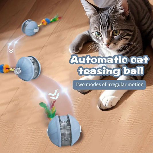 Upgrade Cat Interactive Ball Toy Automatic Rolling Ball Faux Tail Rechargeable Smart Pet Electric Toy Laser Pointer Cat Accessor